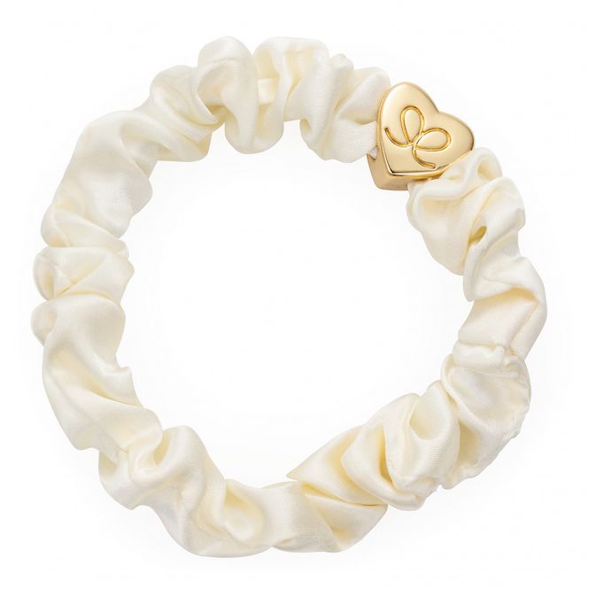 Hovedbilde BE Gold heart silk scrunchie cream