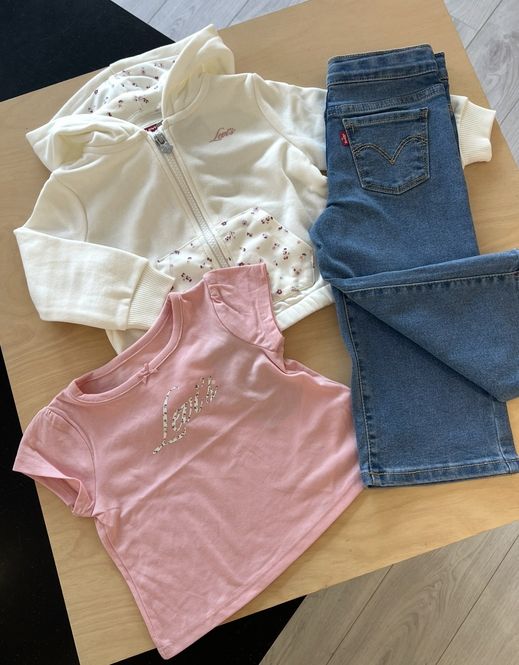 Hovedbilde Levi`s sett jeans tee hettejakke powder pink