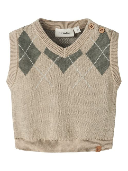 Hovedbilde Lil`Atelier nb Ronan strikket vest white pepper ...