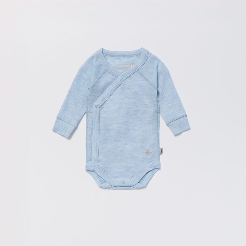 Lillelam Omslagsbody ull mini himmelblå