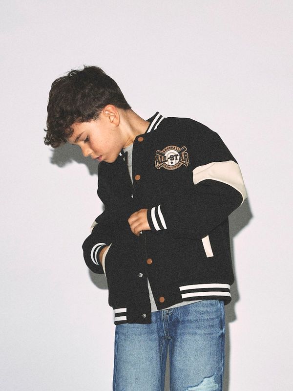 Name It Mikado varsity bomber jakke black