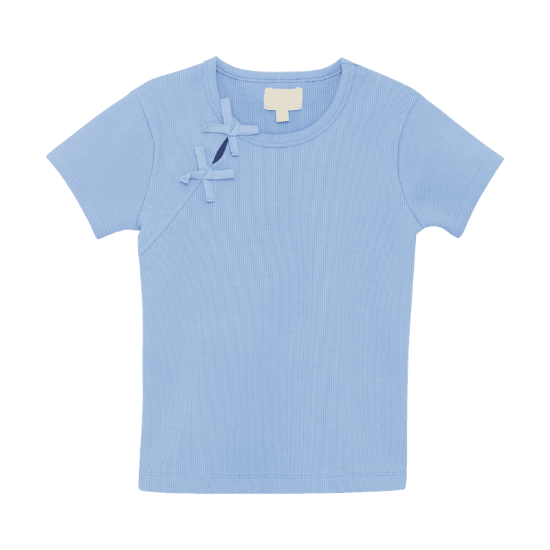Creamie Rib t-shirt sløyfe blue lustre