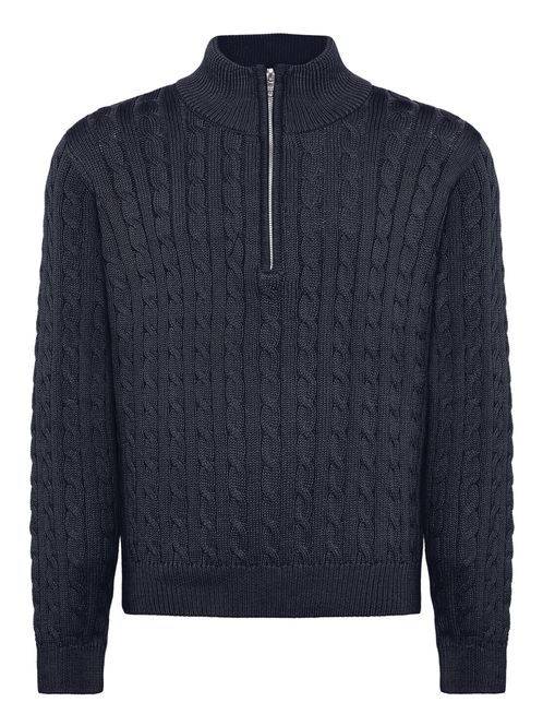 Hovedbilde Grunt Terrase kabelstrikket genser half zip Navy